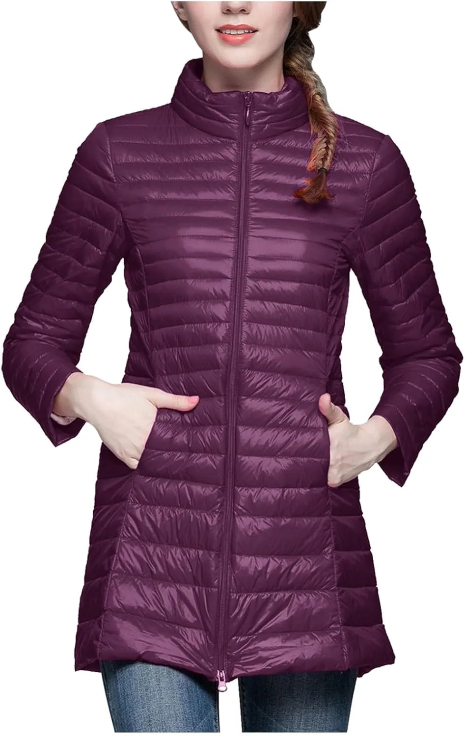 Women Thicken Fleece Lined Padded Jacket Warmth Tops Skimpy Padded Coat Quilted Jackets Plus Size 2024 Heated Jacket Slimming Hooded Trendy Mid Length Womens Fluffy Puffer Jacket Outwear