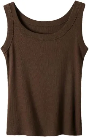 Women Vest Sleeveless Bottoming Tank Top Threaded Casual Camisole