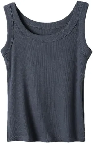 Women Vest Sleeveless Bottoming Tank Top Threaded Casual Camisole