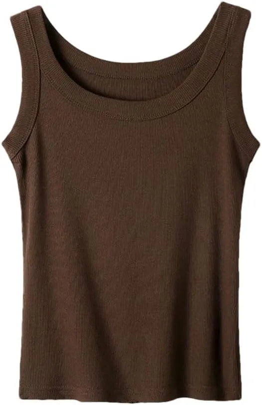 Women Vest Sleeveless Bottoming Tank Top Threaded Casual Camisole