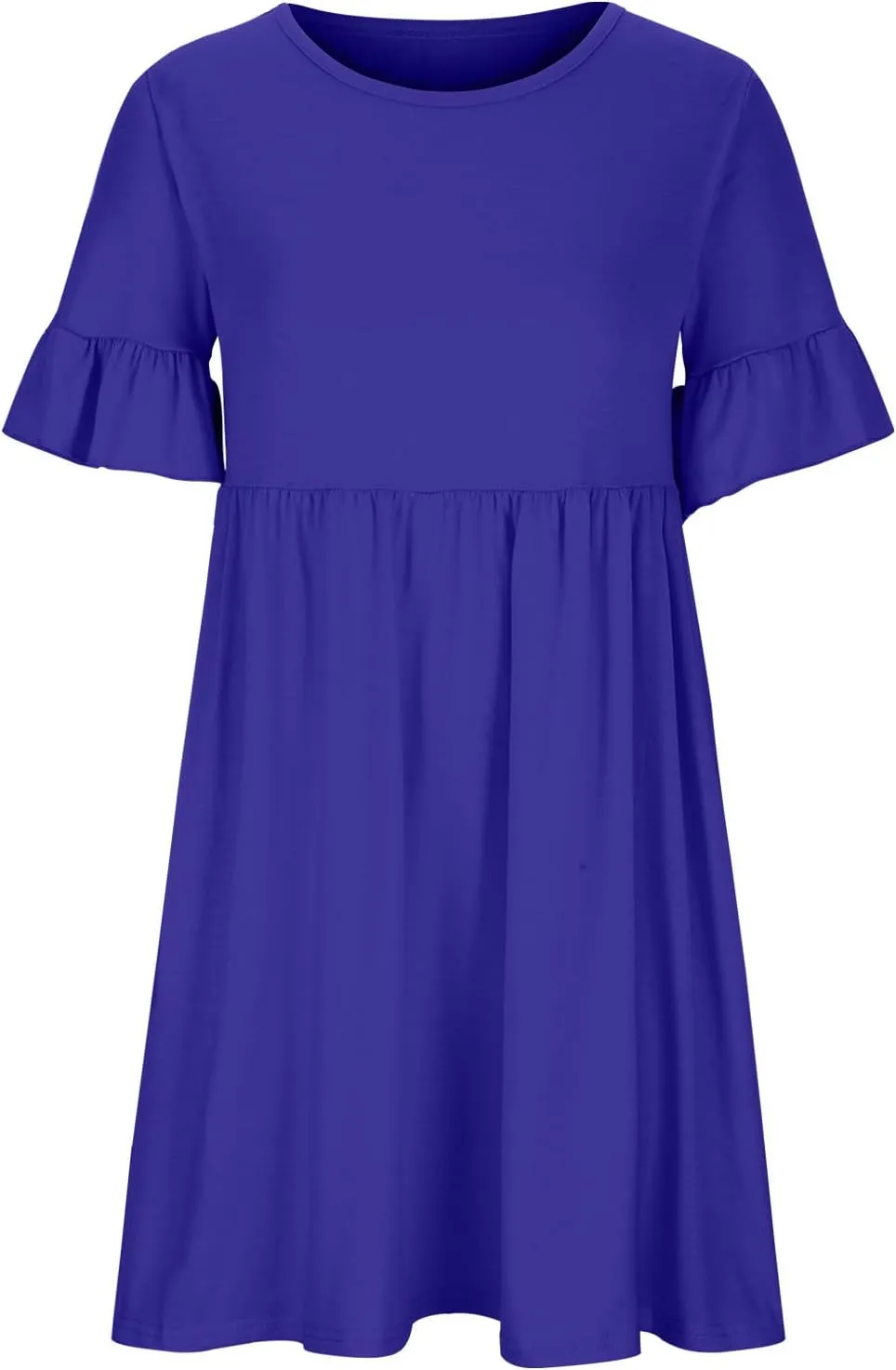Women's 2025 Summer Dresses Ruffle Short Sleeve Casual T-Shirt Dress Casual Loose Round Neck Swing A Line Sundresses