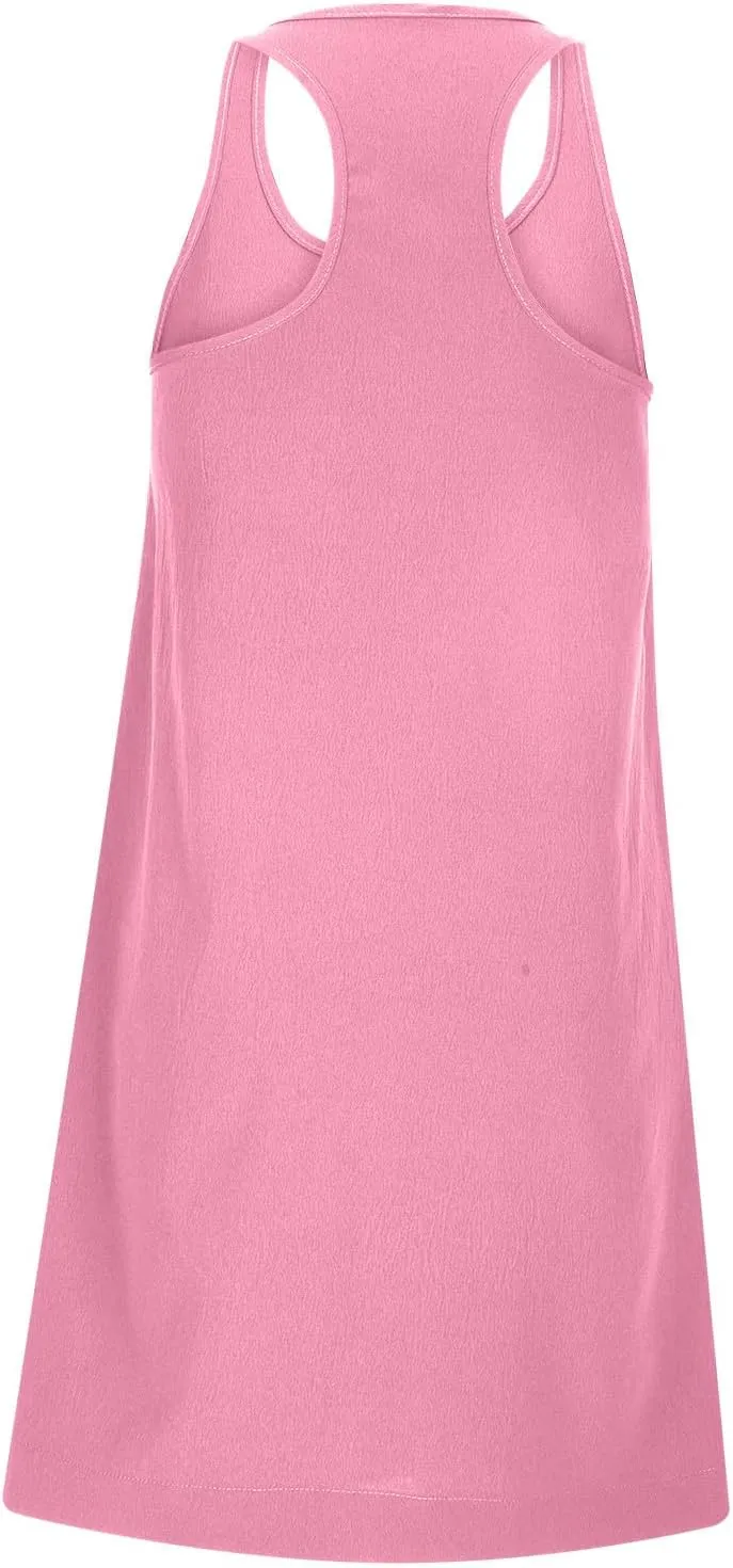 Womens Babydoll Tank Dress Scoop Neck Sleeveless Mini Dresses Summer Trendy Casual Loose Flowy Vacation Dress