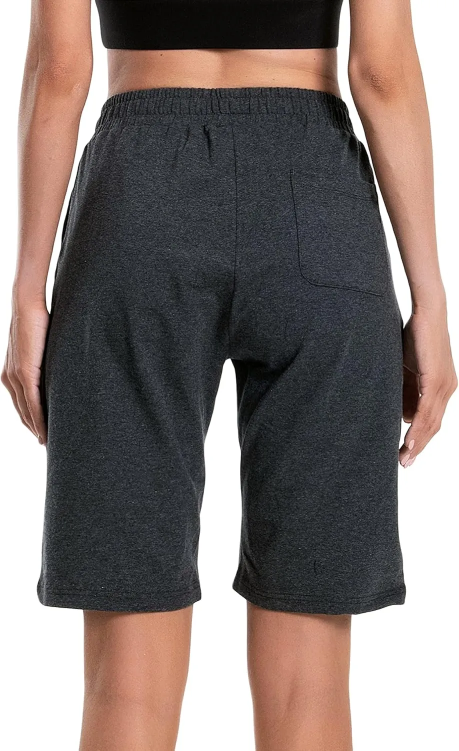 Women's Bermuda Shorts Long Cotton Sweat Knit Shorts with Pockets Lounge Athletic Workout Gym Knee Length