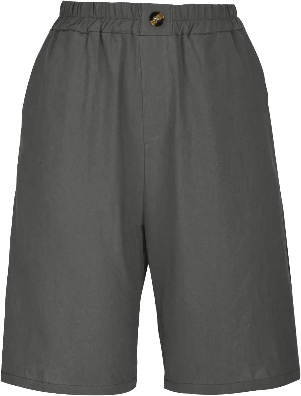 Womens Bermuda Shorts Summer Linen Knee Length Wide Leg Shorts Baggy Comfy High Waist Solid Short Pants with Pockets