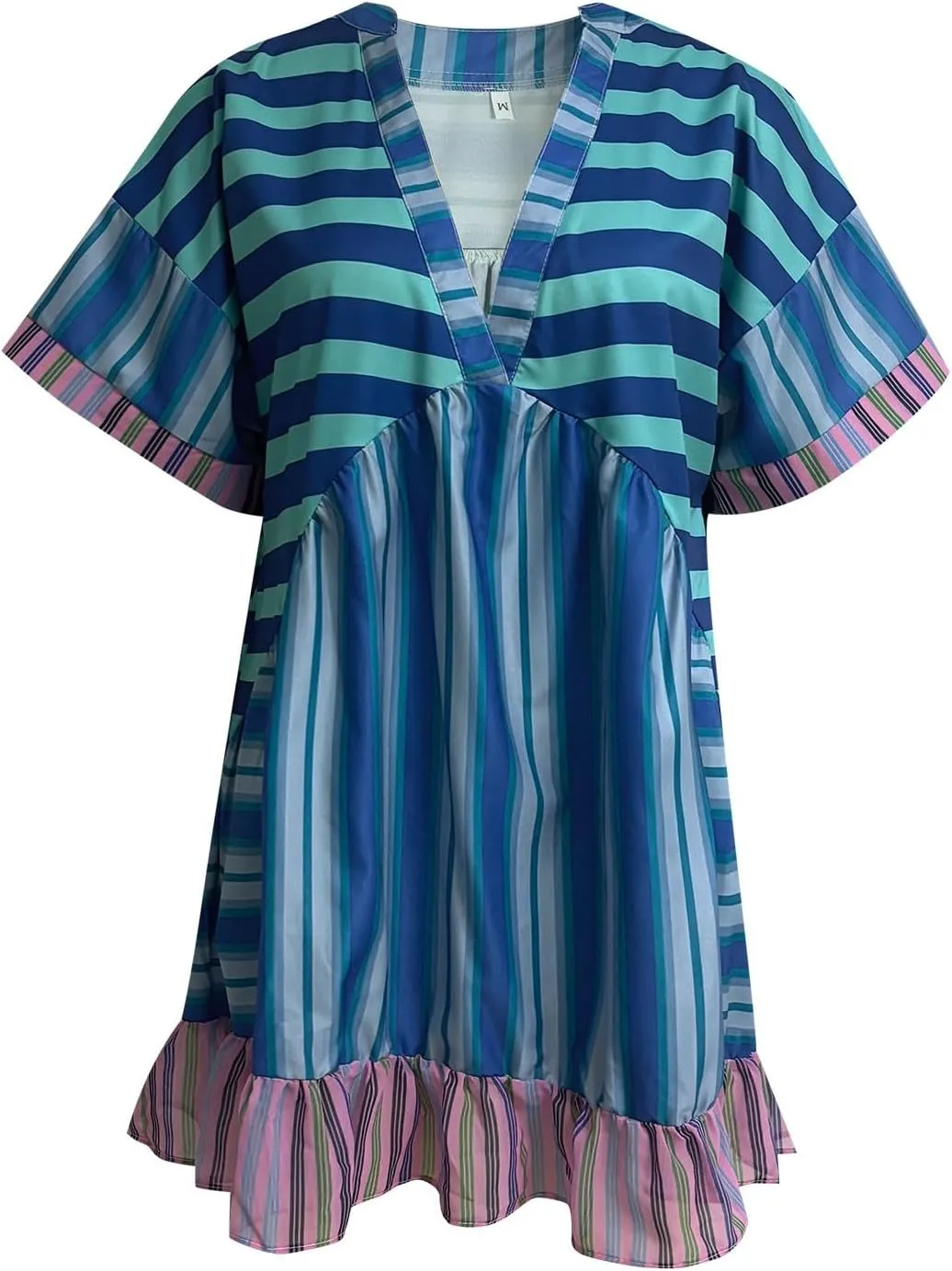 Womens Boho Summer Dress 2024 Trendy V-Neck Puff Sleeve Y2K Flowy Mini Dress Casual Babydoll Floral Sundress