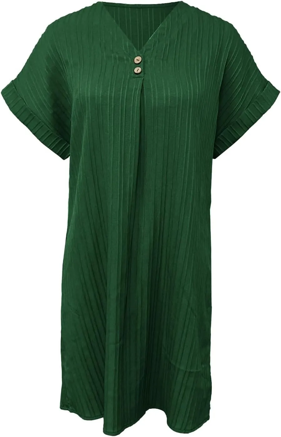 Womens Button Down Shirt Dresses Summer Cotton Linen Dress V-Neck Mini Dress Casual Short Sleeve Loose Tunic Dresses