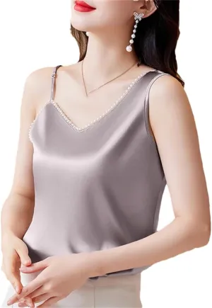 Women's Camisole Vest Spring and Summer Irregular Satin Sleeveless top