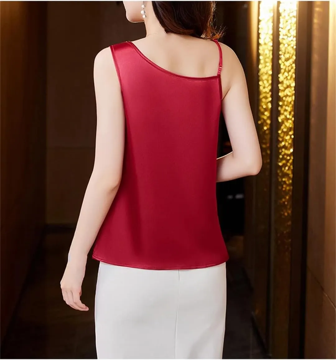 Women's Camisole Vest Spring and Summer Irregular Satin Sleeveless top