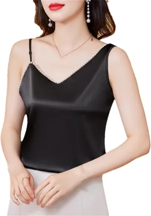 Women's Camisole Vest Spring and Summer Irregular Satin Sleeveless top