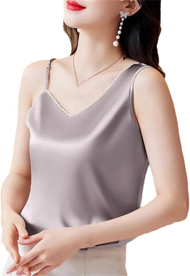 Women's Camisole Vest Spring and Summer Irregular Satin Sleeveless top