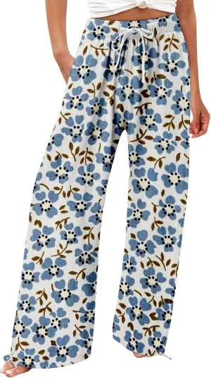 Womens Casual Wide Leg Pants Womens Cotton Casual Loose Pants Comfy Work Pants with Trousers with Pocket for Women