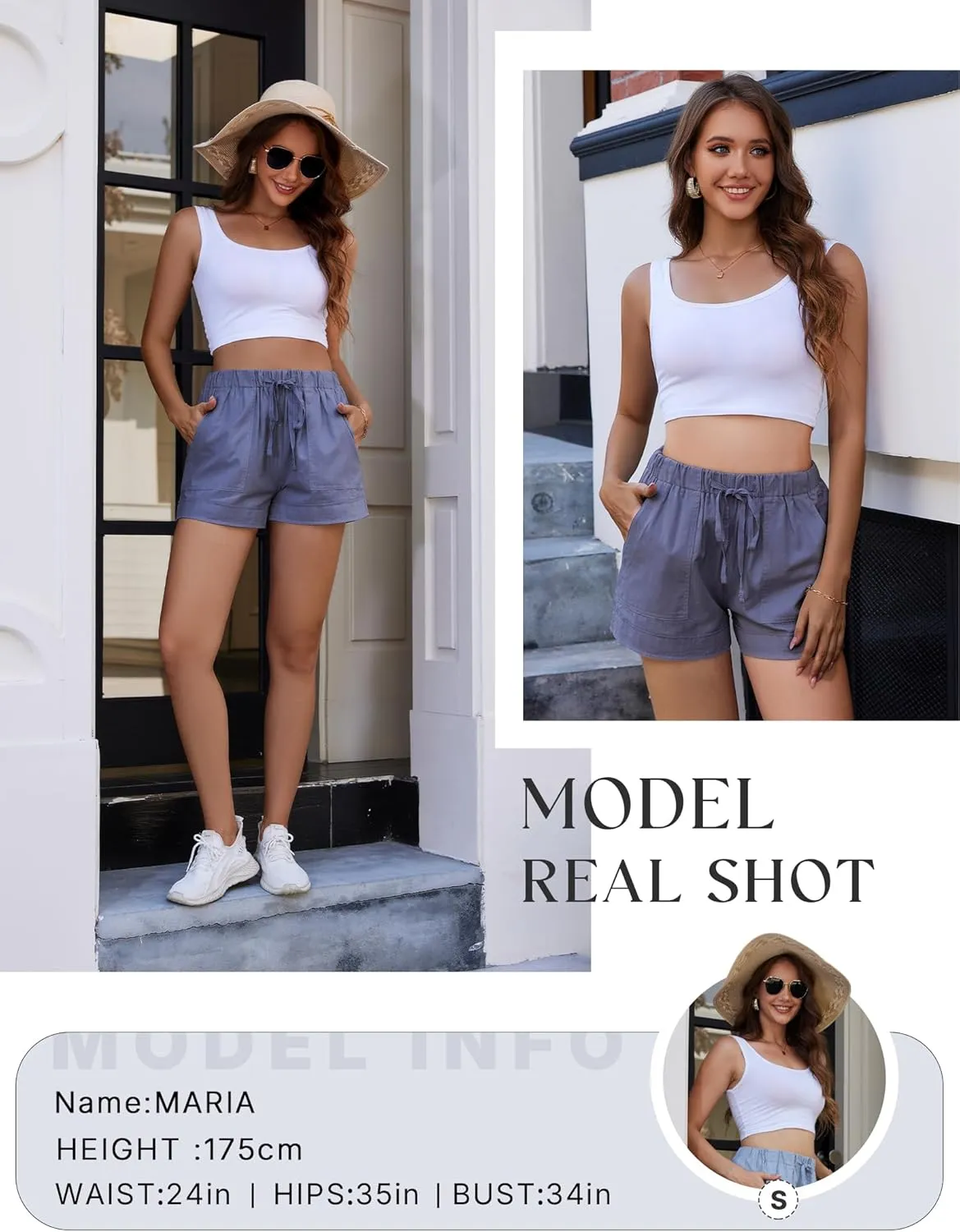 Womens Elastic Waist Drawstring Shorts Summer Lightweight Beach Shorts Comfy Casual Short Pants with Pockets