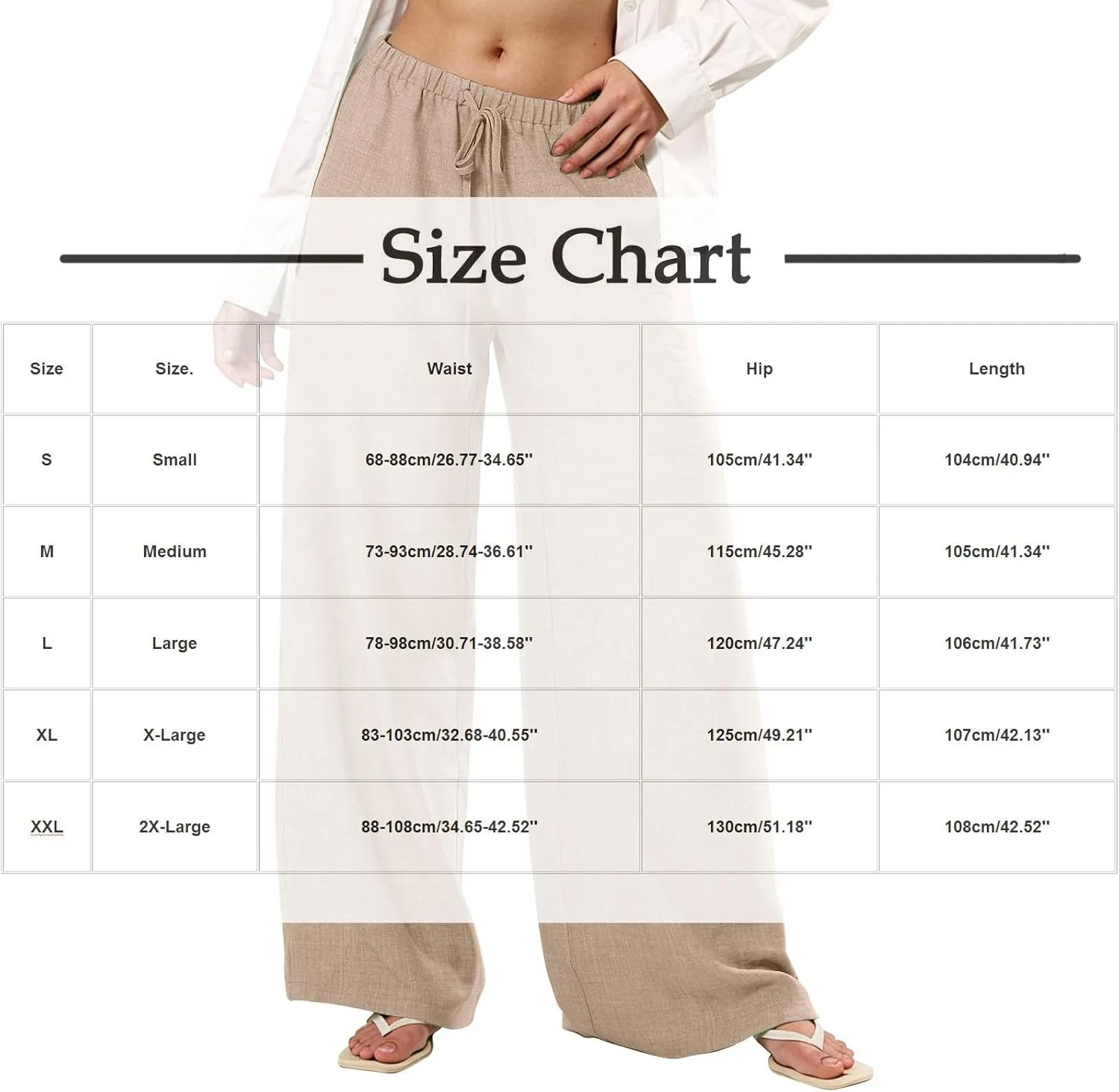 Women's Fashion Casual Solid Wide Leg Pants Drawstring Elastic Low Waist Sports Cotton Linen Trousers with Pockets