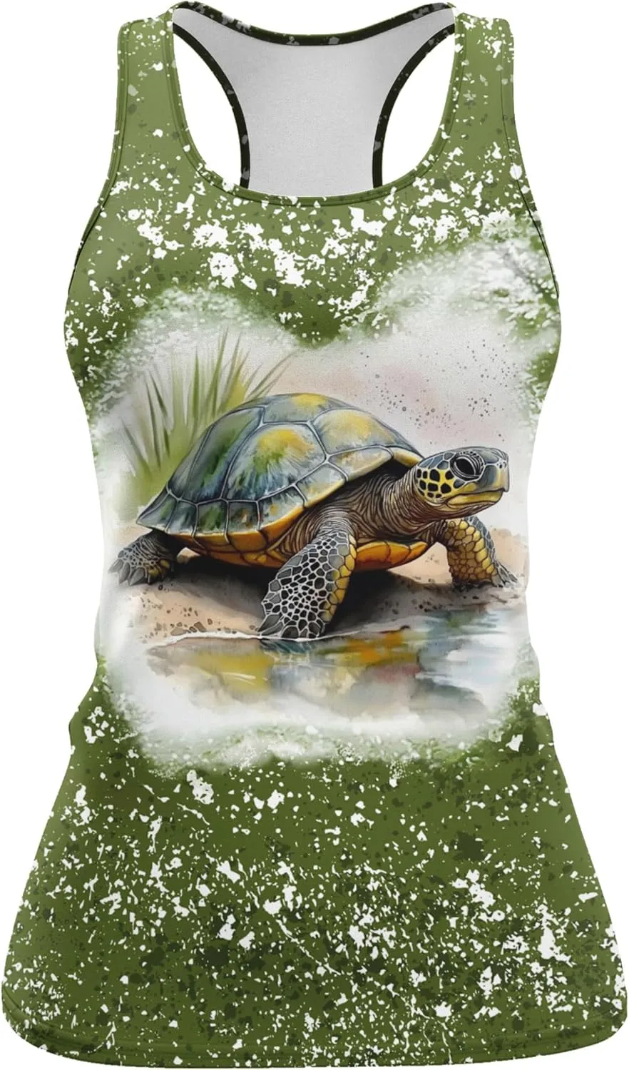 Womens Graphic Tank Tops Racerback Sleeveless Summer Heart Print Top