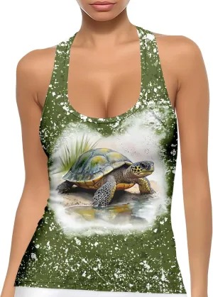 Womens Graphic Tank Tops Racerback Sleeveless Summer Heart Print Top