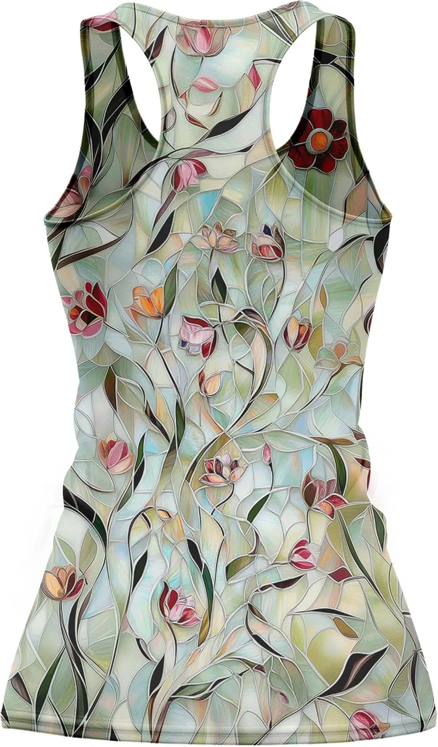 Womens Graphic Tank Tops Racerback Sleeveless Summer Hummingbird Print Top