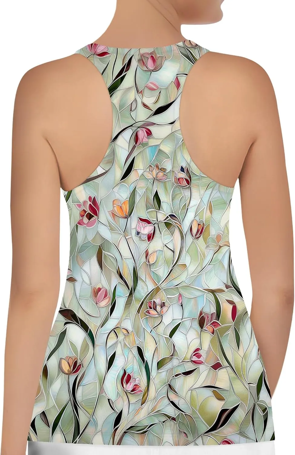 Womens Graphic Tank Tops Racerback Sleeveless Summer Hummingbird Print Top