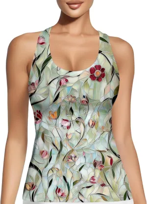 Womens Graphic Tank Tops Racerback Sleeveless Summer Hummingbird Print Top