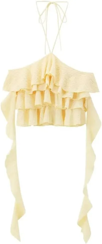 Women's Layered Decoration Hanging Neck Collar Vest, Camisole Short Top