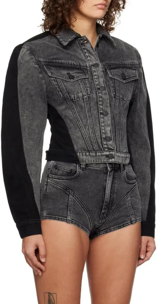 Womens Oversized Denim Jacket 2024 Deconstruction Design Long Sleeve Lapel Oversized Jean Jacket for Women Trendy