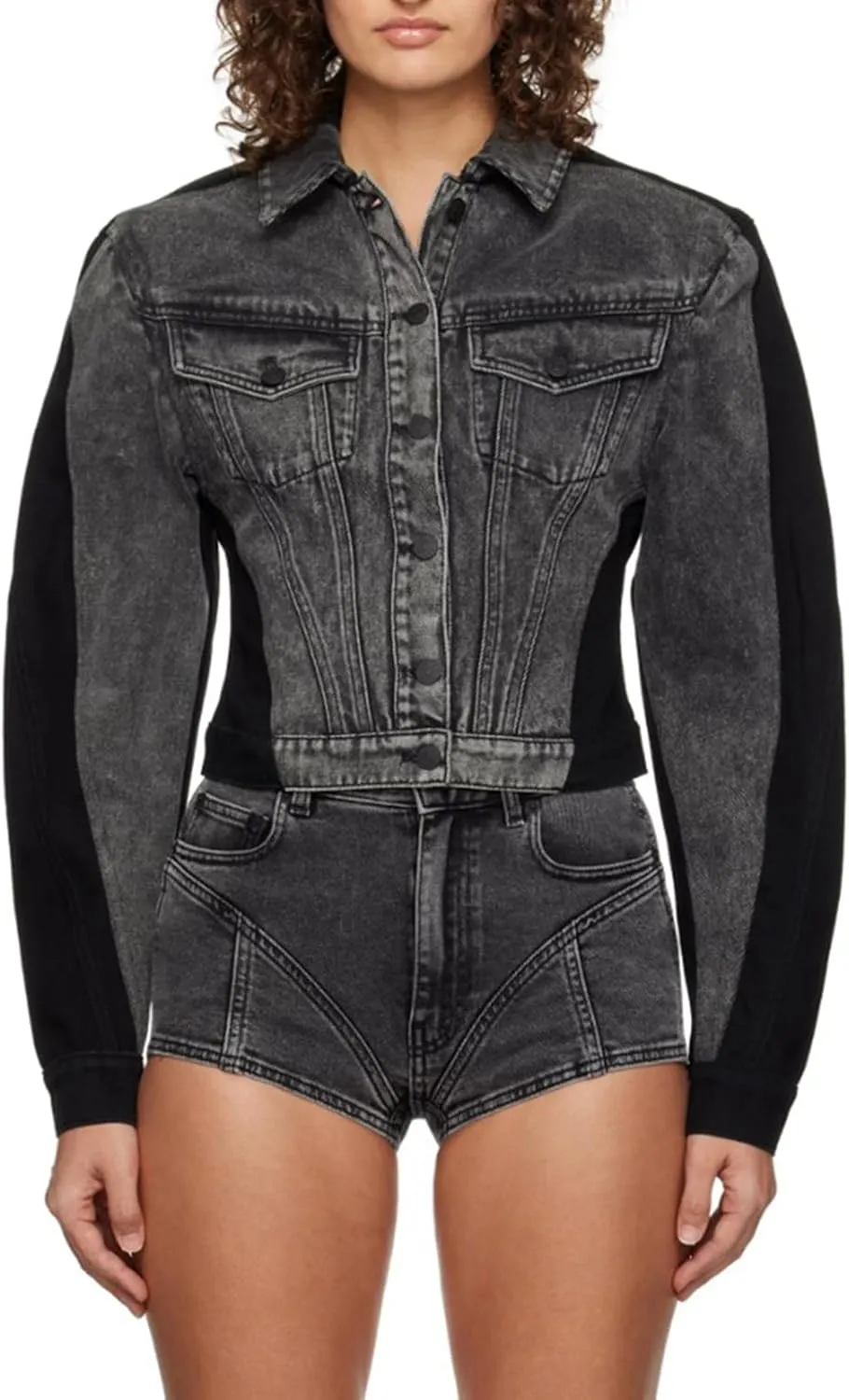 Womens Oversized Denim Jacket 2024 Deconstruction Design Long Sleeve Lapel Oversized Jean Jacket for Women Trendy