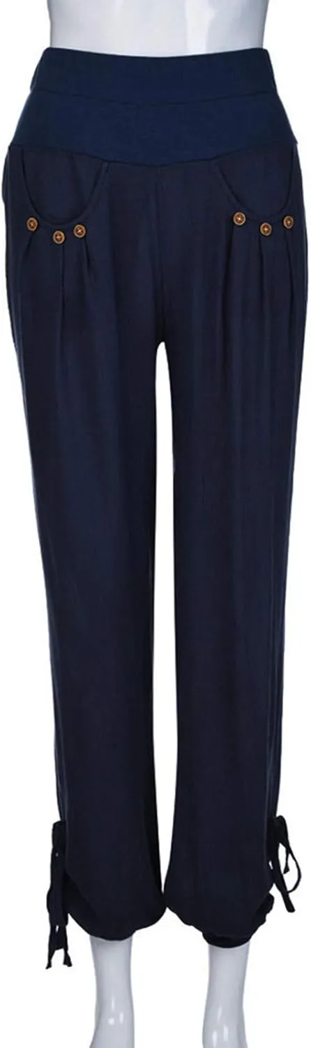 Women's Palazzo Pants, Women High Waist Casual Wide Leg Long Palazzo Pants Trousers Regular Size