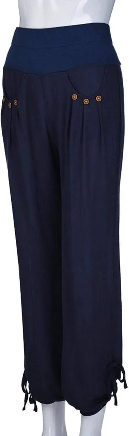 Women's Palazzo Pants, Women High Waist Casual Wide Leg Long Palazzo Pants Trousers Regular Size
