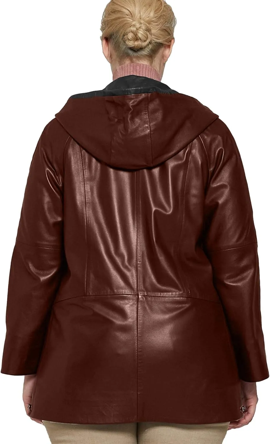 Womens Plus Size Soft Leather Jacket With Hoodie  Many Colors Real Sheepskin Hooded Leather Jacket