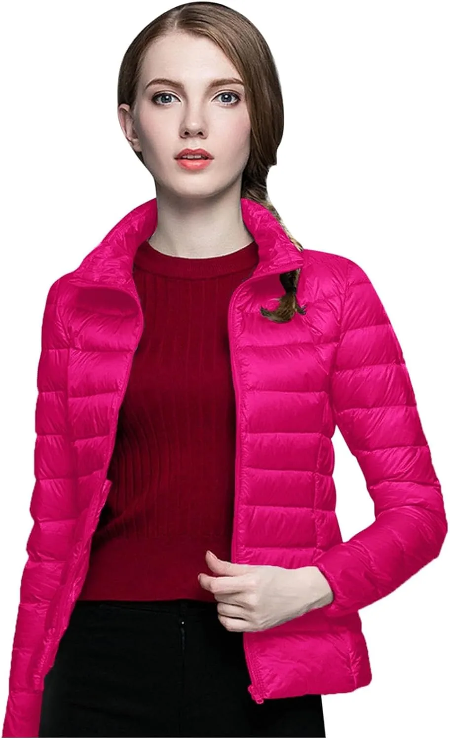 Womens Puffer Jacket 2025 Winter Warm Packable Down Jacket Lightweight Slim Fit Hooded Jacket Short Duck Down Coat