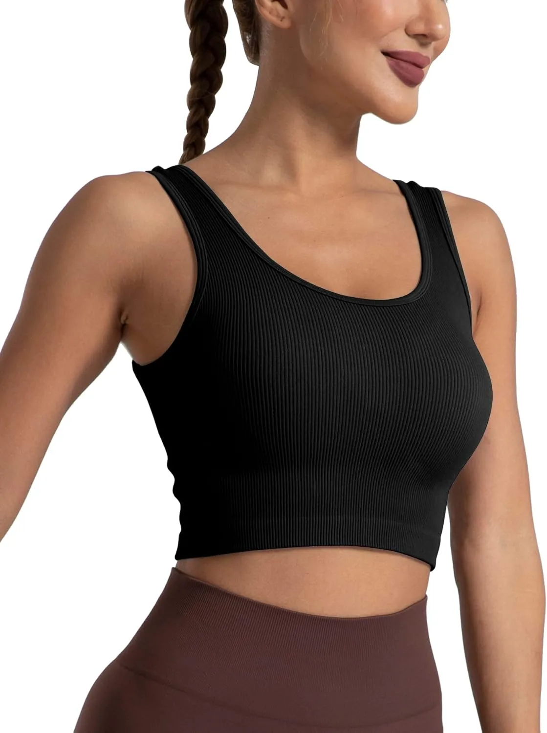 Women's Ribbed Crop Tank Yoga Cropped Top for Workout