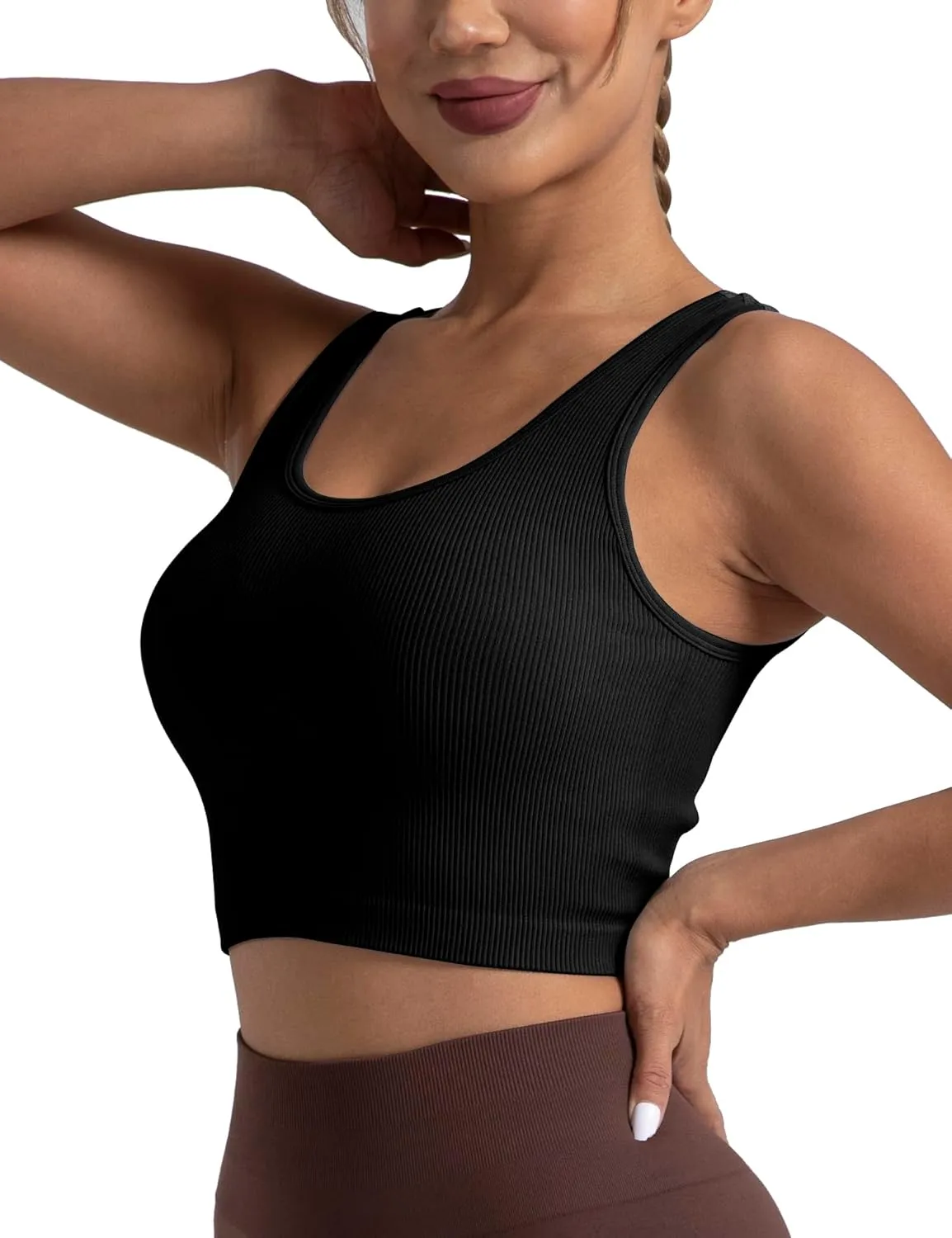 Women's Ribbed Crop Tank Yoga Cropped Top for Workout