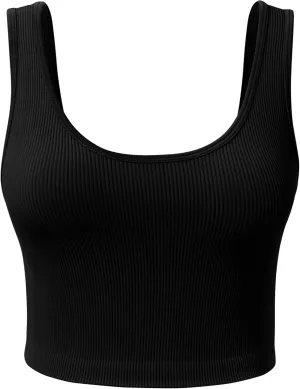 Women's Ribbed Crop Tank Yoga Cropped Top for Workout
