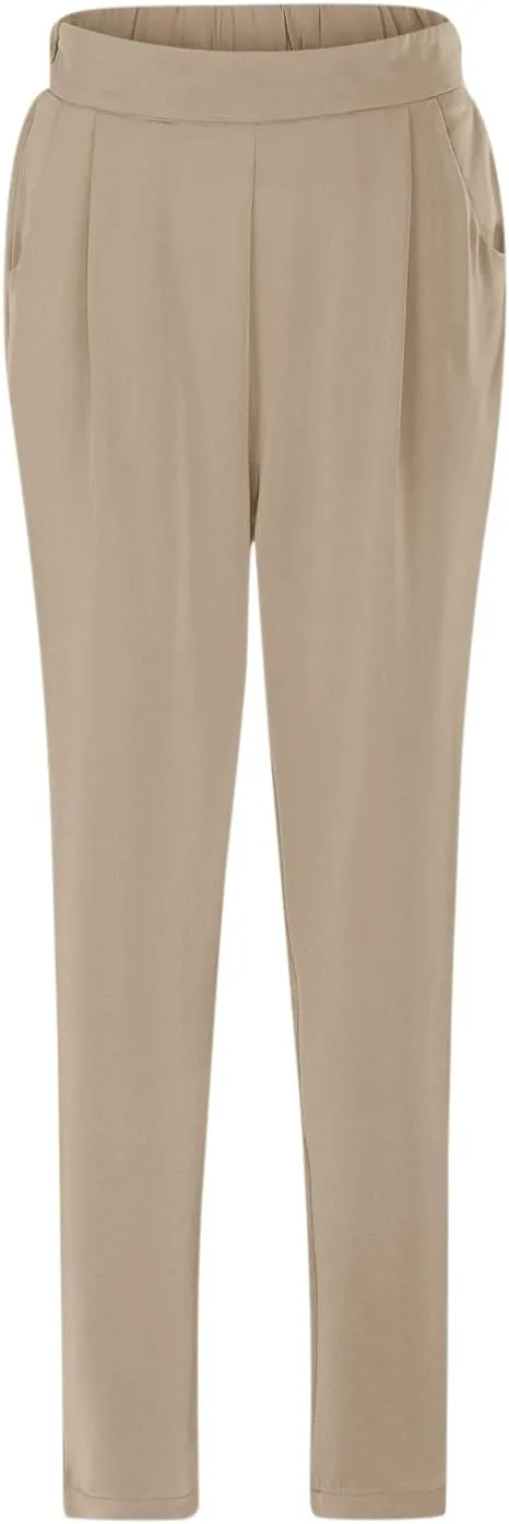 Women's Satin High Waist Pants Casual Pleated Loose Business Trousers Straight Leg Office Slacks Pants with Pockets