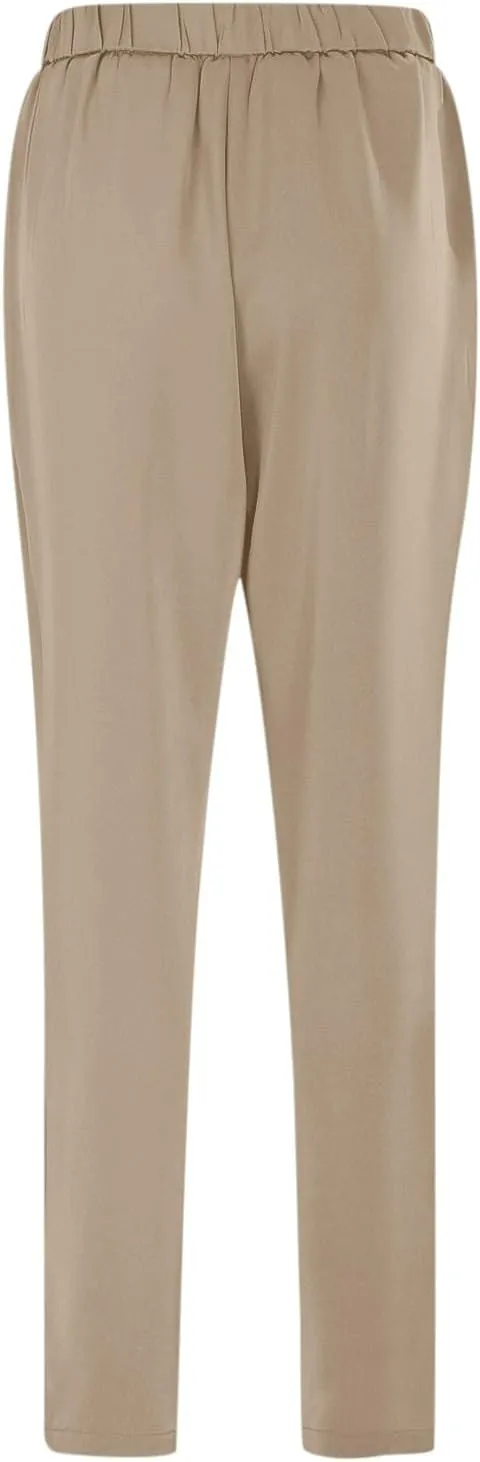 Women's Satin High Waist Pants Casual Pleated Loose Business Trousers Straight Leg Office Slacks Pants with Pockets