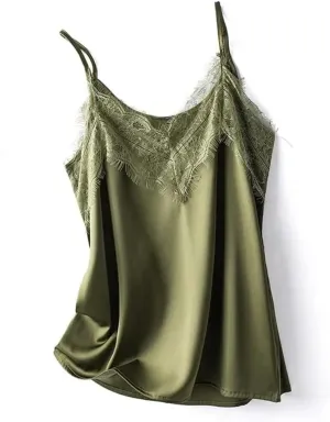 Women's Silk Camisole Lace Sling V-Neck Satin Vest Top