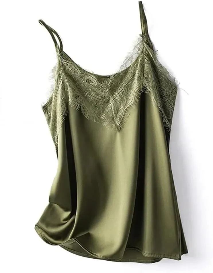 Women's Silk Camisole Lace Sling V-Neck Satin Vest Top