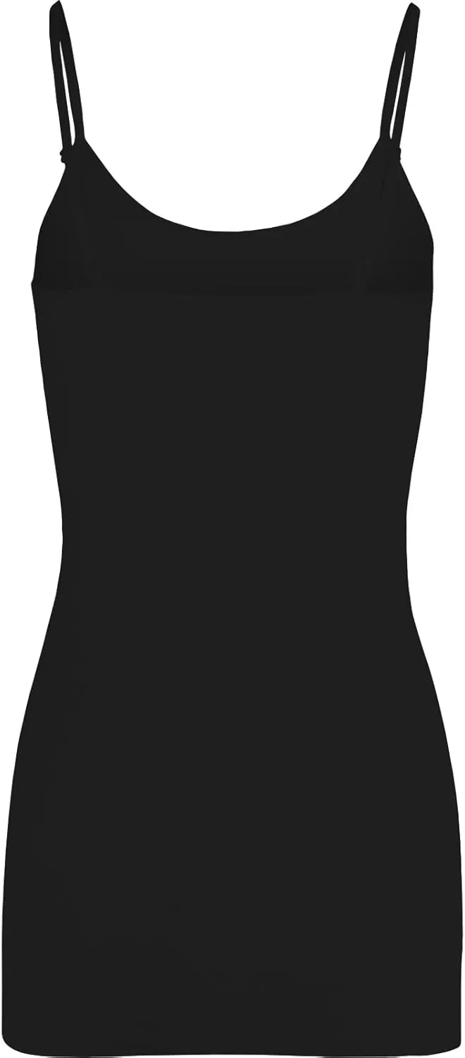 Women's Spaghetti Strap Stretch Cotton Long Cami Camisole Tank Top