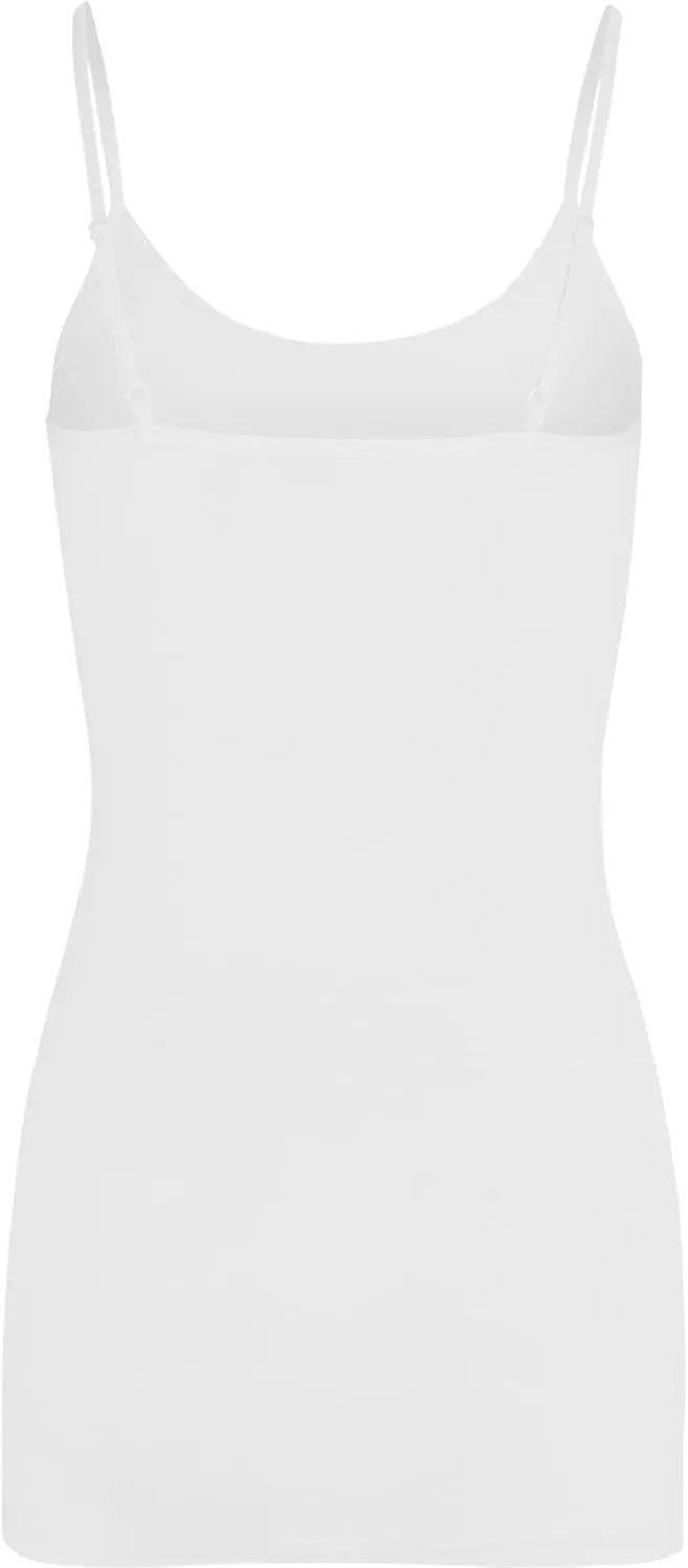 Women's Spaghetti Strap Stretch Cotton Long Cami Camisole Tank Top