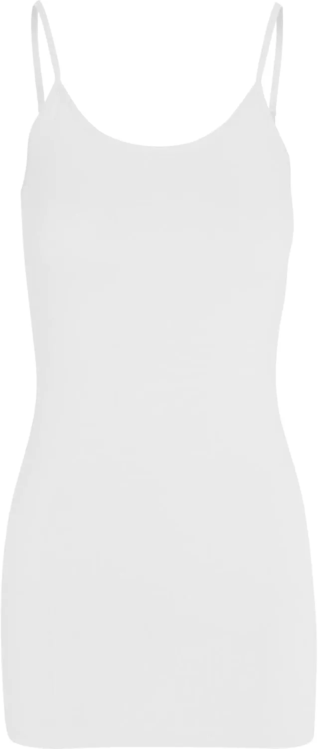 Women's Spaghetti Strap Stretch Cotton Long Cami Camisole Tank Top