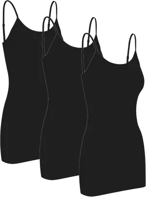 Women's Spaghetti Strap Stretch Cotton Long Cami Camisole Tank Top