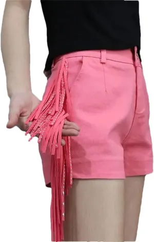 Women's Spring Summer Tassel Shorts Sexy High-Waisted Dance Boots Hot Pants Wide Leg Shorts