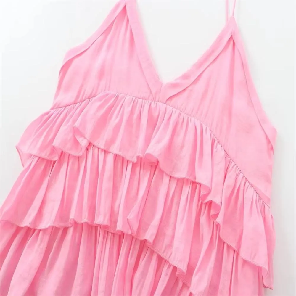 Women's Style V-Neck Pleated Camisole Top for Summer Fashion