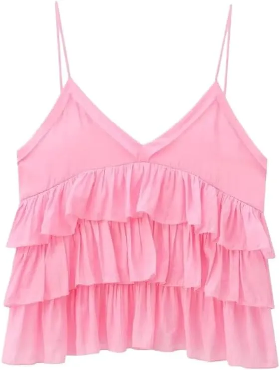 Women's Style V-Neck Pleated Camisole Top for Summer Fashion
