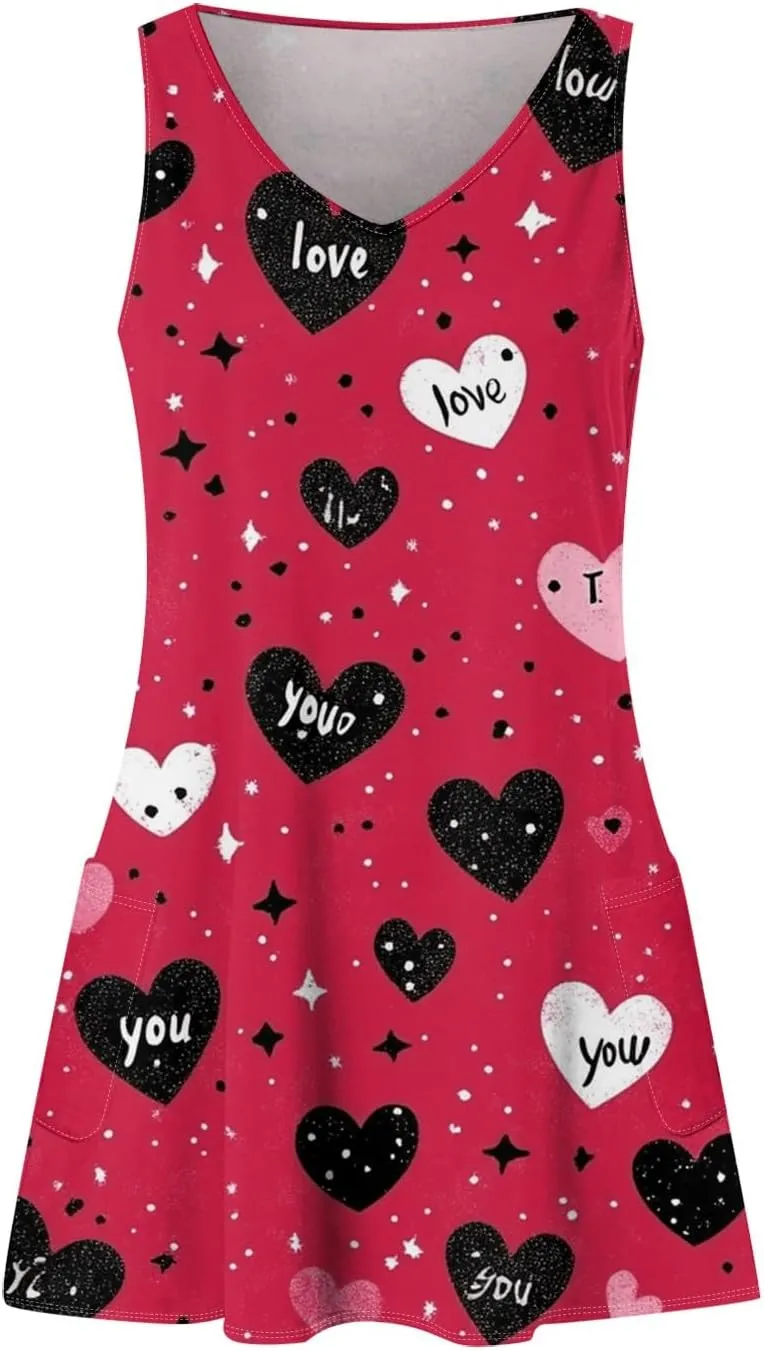Womens Summer Dresses Beach Printed Sundress Sleeveless V Neck Dress with Pocket Casual 2025 Swimsuit Coverup