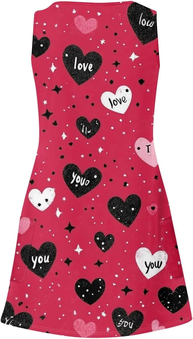 Womens Summer Dresses Beach Printed Sundress Sleeveless V Neck Dress with Pocket Casual 2025 Swimsuit Coverup