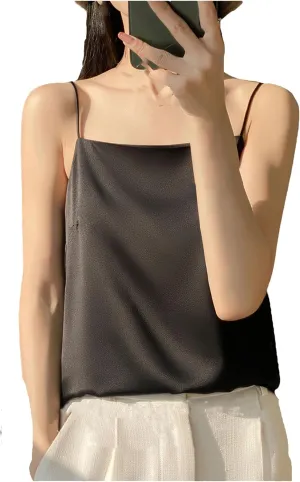 Women's Suspended Tank Top Versatile Base Layer Satin Sleeveless Camisoles