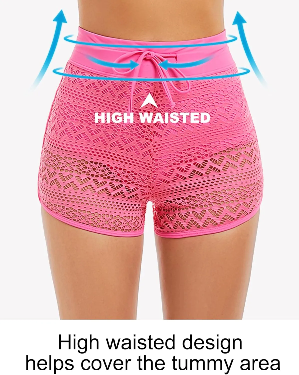 Women's Swim Shorts High Waisted Bathing Suit Lace Bottoms Swimsuit Bottoms Swimwear Bikini Board Shorts