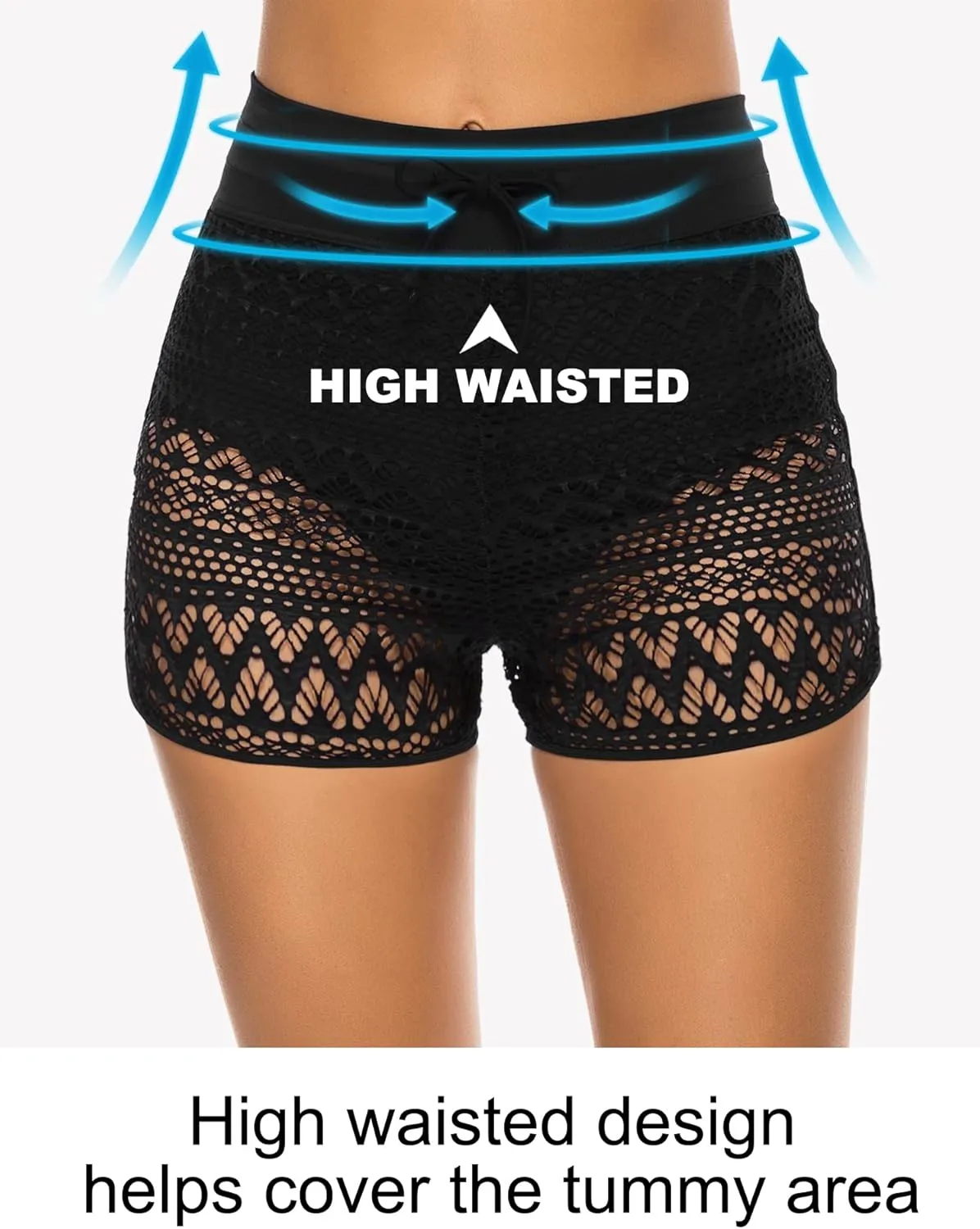 Women's Swim Shorts High Waisted Bathing Suit Lace Bottoms Swimsuit Bottoms Swimwear Bikini Board Shorts