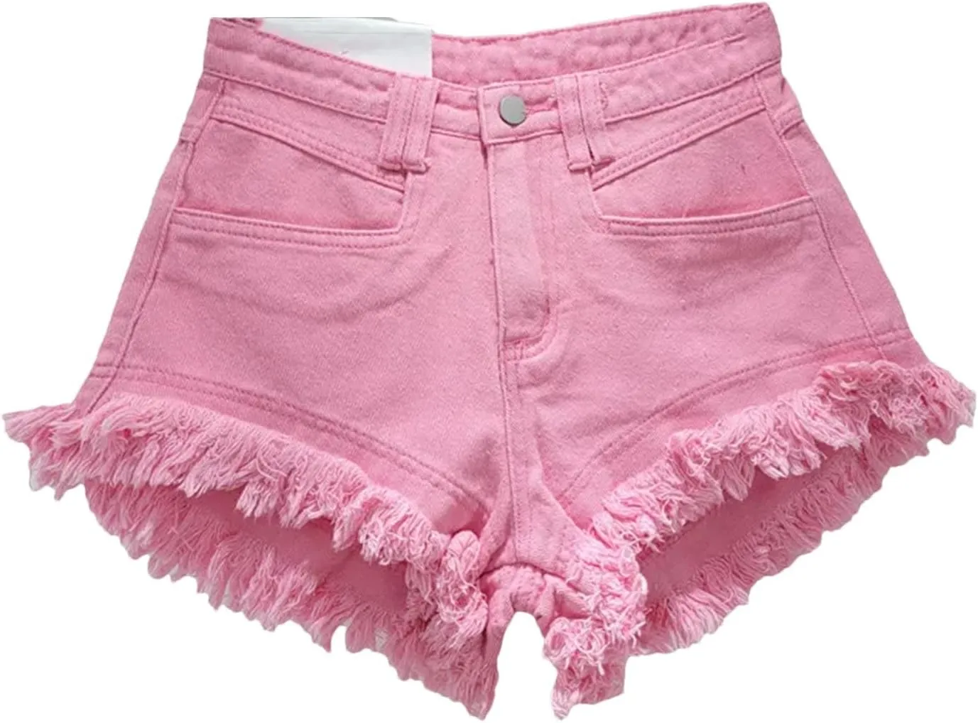 Women's Tassel Jeans Shorts High-Waisted A-Line Wide-Leg Hot Pants Raw Denim Shorts