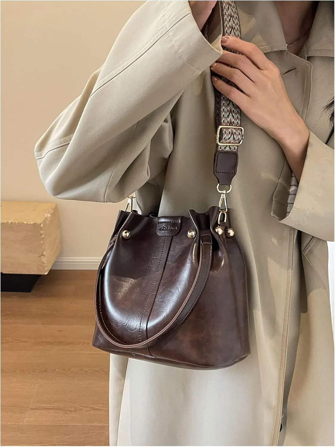 Womens Vintage Crossbody Shoulder Bucket Bags Top Handle Handbag Hobo Purses